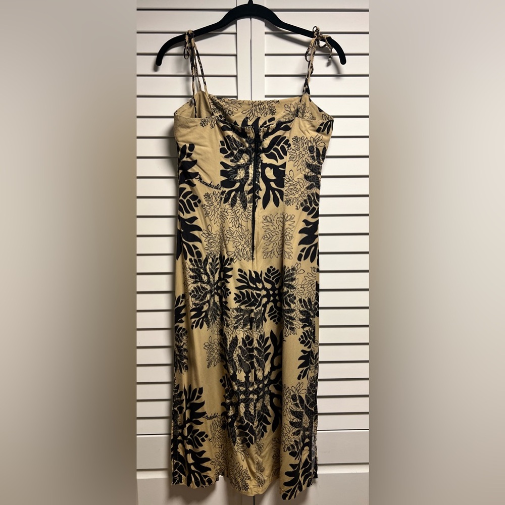COPY - Manuhealii Black and Tan Slip Dress Spaghetti Strap Resort Wear - Picture 2 of 13